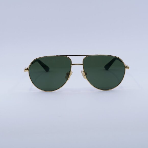 🕶️ New Bottega Veneta BV1302S 003 Sunglasses - Gold Frame, Green Lenses - Picture 2 of 10